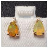 14K YELLOW GOLD OPAL(0.95CT) DIAMOND(0.03CT)