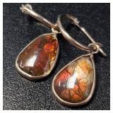 14K YELLOW GOLD CANADIAN AMMOLITE(6CT)  EARRINGS