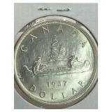 CANADA 1937 VOYAGUR***SILVER*** DOLLAR PRE WW11 -