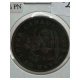 ANTIQUE UPPER CANADA 1/2 PENNY 1852 -  CHOICE