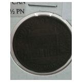 ANTIQUE PROVINCE OF CANADA 1844 1/2 PENNY -
