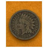 CIVIL WAR INDIAN HEAD PENNY UNITED STATES 1862  -