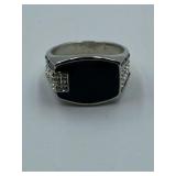 MAGESTIC MENS SILVER PLATED - RHINESTONE AND