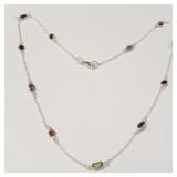 SILVER GENUINE GEMSTONE 18'   NECKLACE