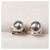 SILVER BALL  EARRINGS