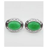 STERLING SILVER 14.25MM X 9.75MM JADEITE (7.95CT)