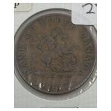 ANTIQUE UPPER CANADA 1/2 PENNY 1857 - MINT GEM