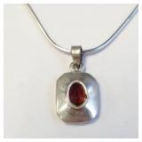 SILVER GARNET 16'   NECKLACE