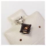SILVER SMOKEY QUARTZ(0.6CT)  PENDANT, MADE IN