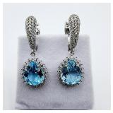 STERLING SILVER 11.9MM X 5.5MM NATURAL BLUE TOPAZ
