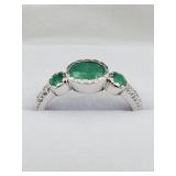 STERLING SILVER 6.88MM X 5MM NATURAL EMERALD
