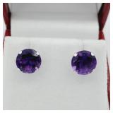 10KT WHITE GOLD 6MM X 6MM NATURAL AMETHYSTS