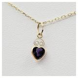 14KT YELLOW GOLD 5MM X 5MM NATURAL AMETHYST