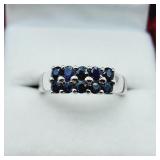 STERLING SILVER 3MM X 3MM NATURAL BLUE SAPPHIRE