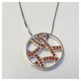 SILVER CZ AND DIAMOND 16'   NECKLACE