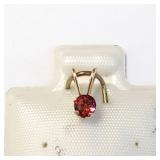 14K YELLOW GOLD GARNET  PENDANT, MADE IN CANADA