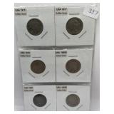 UNITED STATES BUFFALO NICKELS EARLY 1900'S DATES