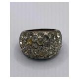 HEAVY CRYSTAL STATEMENT RING SZ APPROX 6  - LYONS