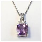 SILVER AMETHYST 18' (1.5CT) DIAMOND(0.04CT)