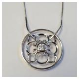 SILVER CZ AND DIAMOND 16'   NECKLACE