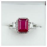 STERLING SILVER 9MM X 7MM NATURAL ENHANCED RUBY