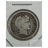 UNITED STATES 1907 D BARBER DIME ***SILVER 90%***