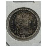 UNITED STATES WWI 1914 BARBER DIME ***SILVER