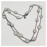 SILVER MOONSTONE 36'  NECKLACE (~WEIGHT 20.5G),