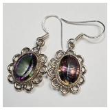 SILVER MYSTIC TOPAZ  EARRINGS (~WEIGHT 7.09G)