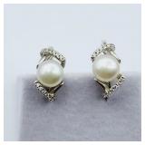 STERLING SILVER 7.4MM X 7.4MM NATURAL PEARL
