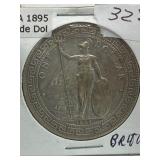 RARE ANTIQUE BRITISH TRADE DOLLAR PROOF LIKE WOW