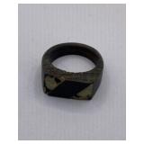 MEN'S HANDCRAFTED WOOD INLAYED RING SZ APPROX 9