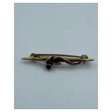 VINTAGE BRONZE AND BLACK ONYX VINETTE BROOCH