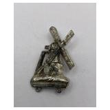 SILVER TONED (PLASTIC) VINTAGE WINDMILL BROOCH /