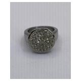 STATEMENT MICRO PAVEL CRYSTAL RING SZ APPROX 6  -