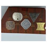 5 COINS / TOKENS ON CARD NEW