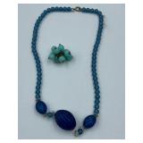 BLEU BEADS LOT - LYON FRANCE ESTATE FIND