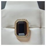 SILVER BLACK ONLYX  RING (~SIZE 9) (~WEIGHT