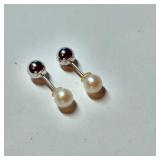 SILVER PEARL  EARRINGS
