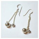 SILVER BALL STYLE   EARRINGS