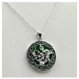 STERLING SILVER 24.85MM X 24.55MM JADEITE