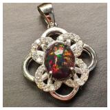 14K WHITE GOLD BLACK OPAL ENHANCED(2CT)