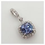 14K WHITE GOLD TANZANITE(1.53CT) DIAMOND(0.25CT)