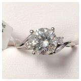 10K WHITE GOLD MOISSANITE(1.6CT) DIAMOND(0.08CT)