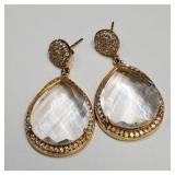 SILVER WHITE QUARTZ CUBIC ZIRCONIA  EARRINGS