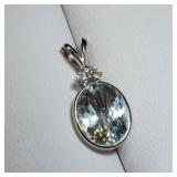 14K WHITE GOLD AQUAMARINE(4.4CT) DIAMOND(0.1CT)