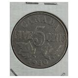 CANADA 1930 5 CENT (100% NICKEL) UNCIRCULATED GEM