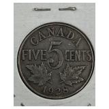 CANADA 1928 5 CENT (100% NICKEL) VF GEM GEORGE V