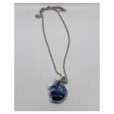 SILVER PLATED PICTORIAL WOLF PENDANT ON CHAIN -