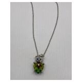 RHINESTONED BEAR WITH CRYSTAL HEART PENDANT ON
